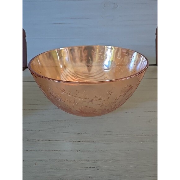 Jeanette Floral Marigold Iridescent Salad Bowl Carnival Vintage, Serving Dish - Picture 2 of 4